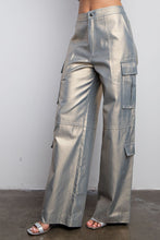 Load image into Gallery viewer, Lurex Wide Leg Cargo Pants
