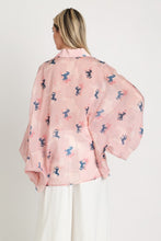 Load image into Gallery viewer, Equestrian Print Voluminous Sleeve Blouse

