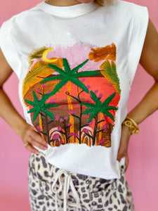 Embroidery Palm Tree Tee