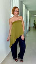 Load image into Gallery viewer, Washed Poly Silk Diagonal Strapless Top
