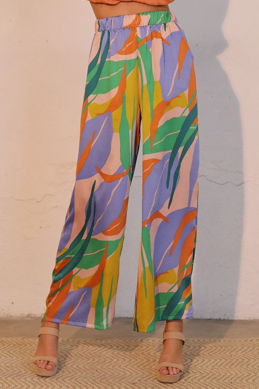 Isla Tropical Satin Pocket Pants