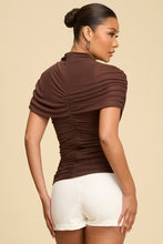 Load image into Gallery viewer, Mesh Mock Neck Short Sleeve Top
