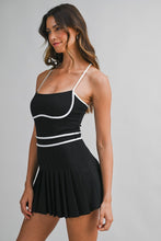 Load image into Gallery viewer, Scuba Contrast Trim Strappy Pleated Skort Dress
