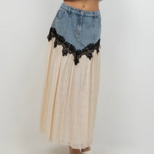Load image into Gallery viewer, Denim Lace Midi Skirt
