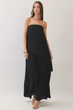 Load image into Gallery viewer, Washed Poly Silk Diagonal Strapless Maxi Dress
