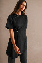 Load image into Gallery viewer, Santin Side Button Draped 
Asymmetric Hem Top
