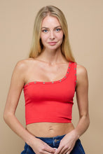 Load image into Gallery viewer, Rib Knit One Shoulder Crop Top
