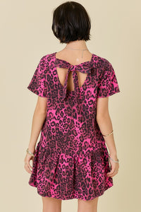 Pink Leopard Denim Dress