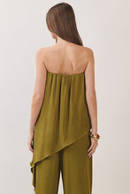 Load image into Gallery viewer, Washed Poly Silk Diagonal Strapless Top
