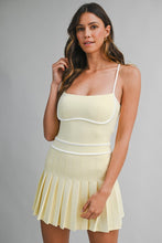 Load image into Gallery viewer, Scuba Contrast Trim Strappy Pleated Skort Dress
