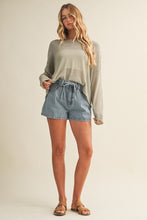 Load image into Gallery viewer, Paperbag Denim Shorts with  Waist Tie
