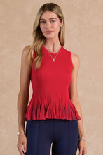 Load image into Gallery viewer, Sleeveless Sweater Sheer Peplum Tank
