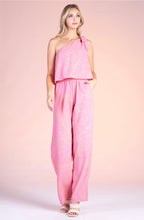 Load image into Gallery viewer, Soft Leaf One Shoulder Tie Jumpsuit
