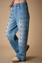 Load image into Gallery viewer, Napoleon Button Wide Leg Jeans
