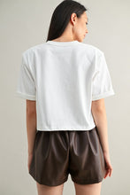 Load image into Gallery viewer, Solid Short Sleeve Shoulder Pads T Shirt
