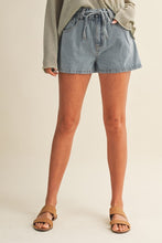 Load image into Gallery viewer, Paperbag Denim Shorts with  Waist Tie

