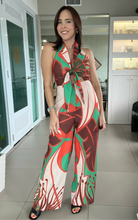 Load image into Gallery viewer, Beautiful Print Halter Tie Front Jumpsuit
