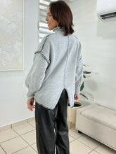 Load image into Gallery viewer, Mock Neck Color Stitch Sweater

