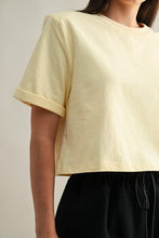 Load image into Gallery viewer, Solid Short Sleeve Shoulder Pads T Shirt
