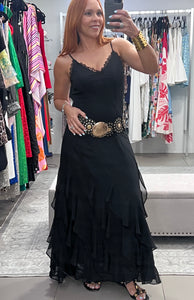Lace V Neck Ruffled Cami Dress