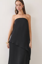 Load image into Gallery viewer, Washed Poly Silk Diagonal Strapless Maxi Dress
