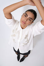 Load image into Gallery viewer, Embellished Botanical Motif Button Down Blouse
