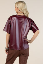 Load image into Gallery viewer, Faux Leather Oversize Short Tee
