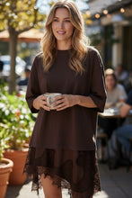 Load image into Gallery viewer, Solid Asymmetric Lace Loose Fit Top
