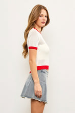 Load image into Gallery viewer, Short Sleeve Sweater Ringer Top
