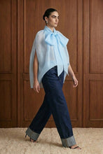 Load image into Gallery viewer, Oversized Sheer Tie-neck Cape Blouse
