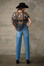 Load image into Gallery viewer, Sequin Beaded Fringe Mesh Cape
