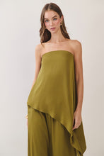 Load image into Gallery viewer, Washed Poly Silk Diagonal Strapless Top
