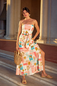 Amalfi Coast  Rattan Belt Maxi Dress