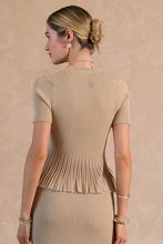 Load image into Gallery viewer, Short Sleeve Sweater Sheer Peplum Top
