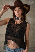 Load image into Gallery viewer, Western Sequin Mesh Fringe Top
