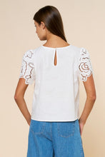 Load image into Gallery viewer, Floral Eyelet Short Bell Sleeve Top
