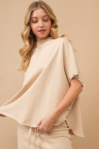 French Terry Funnel Neck Capelet Top