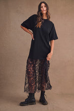 Load image into Gallery viewer, Oversized Shirt Sheer Lace Skirt Mix Maxi Dress
