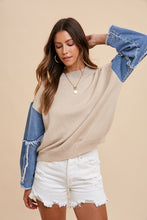 Load image into Gallery viewer, Denim Sleeve Sweater Top
