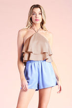 Load image into Gallery viewer, Washed Satin Crepe X Halter Crop Top
