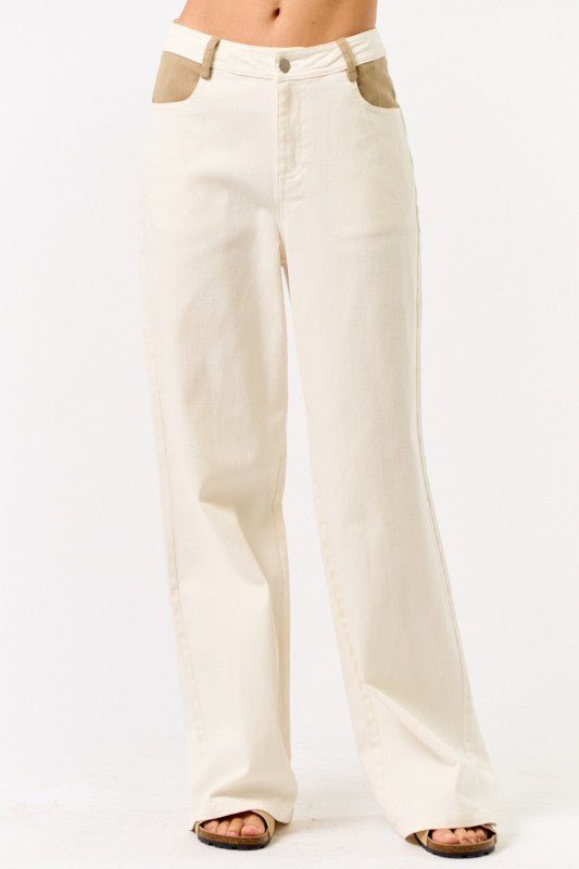 Color Block Leg Denim Jeans