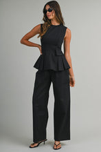 Load image into Gallery viewer, Sleeveless Peplum Top and Straight Pant Set
