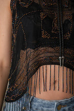 Load image into Gallery viewer, Western Sequin Mesh Fringe Top
