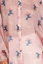 Load image into Gallery viewer, Equestrian Print Voluminous Sleeve Blouse
