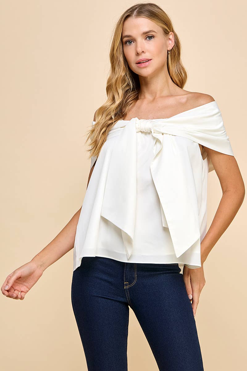 Bow Accented Off The Shoulder Top