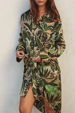 Load image into Gallery viewer, Tropical Leaves Print Shirt Dress
