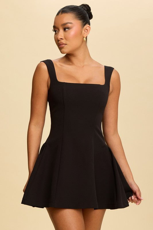 Square Neck Flare Mini Dress