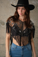 Load image into Gallery viewer, Sequin Beaded Fringe Mesh Cape
