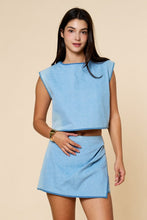 Load image into Gallery viewer, Denim Top with Wrap Skort Set
