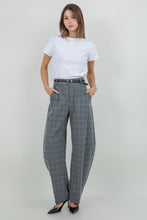 Load image into Gallery viewer, Structure Woven Plaid Barrel Trousers
